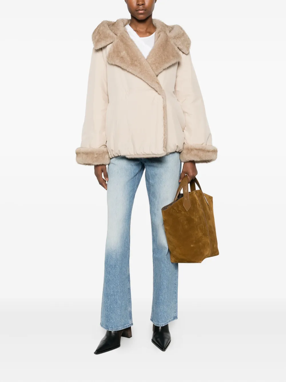 Antonelli faux-fur trimmed coat - Beige