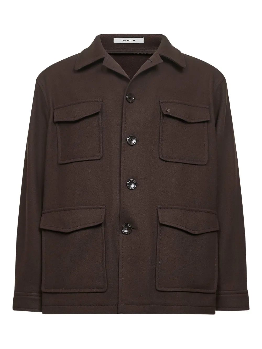 Tagliatore button-front flap-pocket shirt jacket | Brown | Image 1
