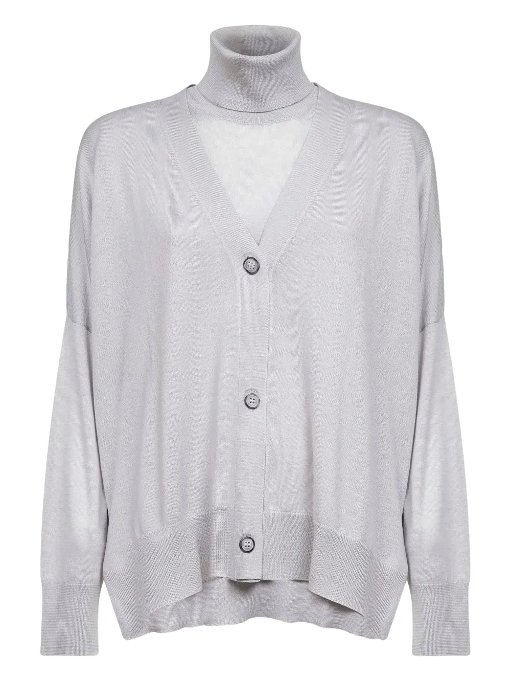 Blanca Vita Fine-knit Cardigan And Jumper Set In Gray