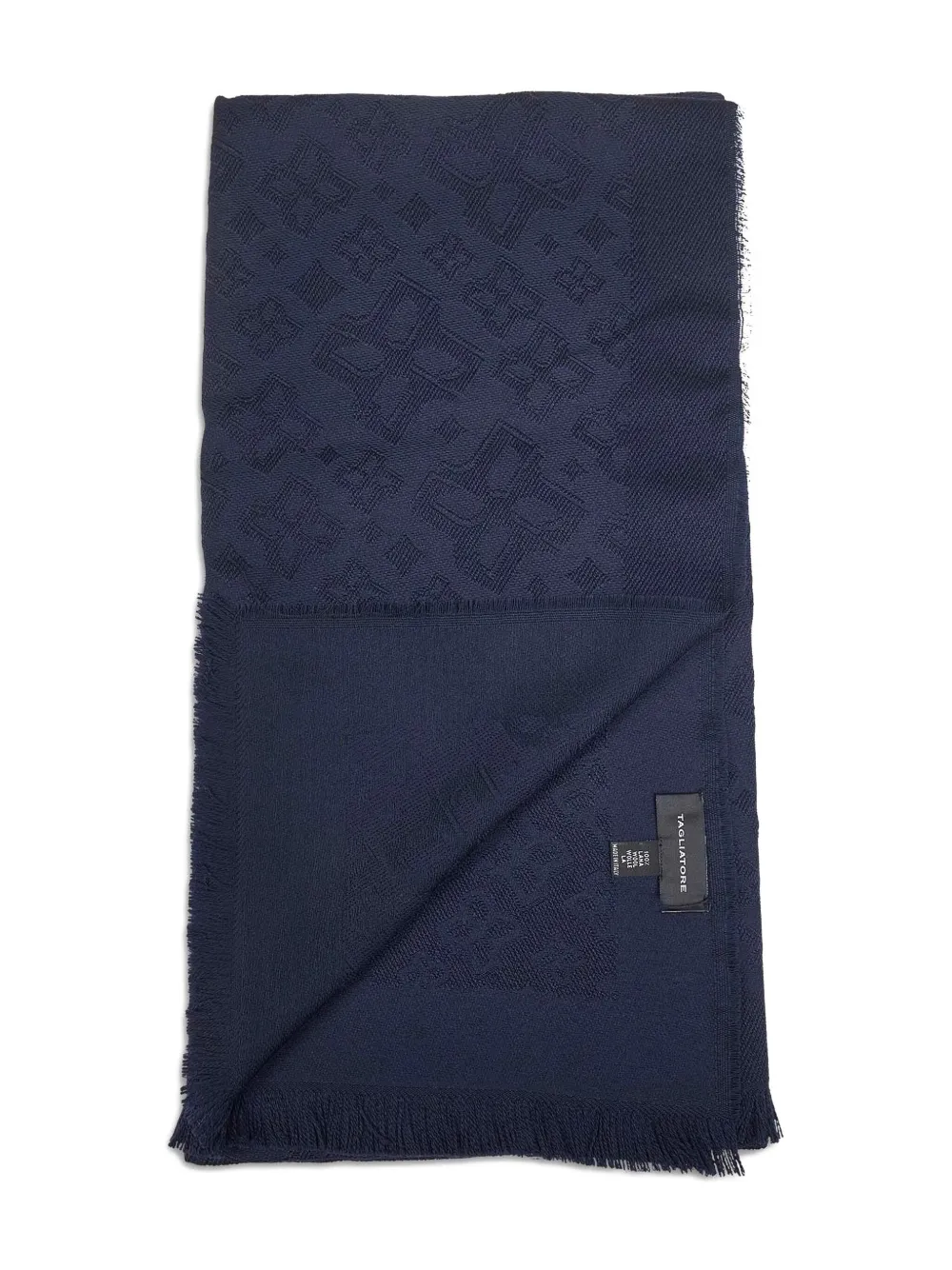 Tagliatore jacquard fringed scarf - Blauw
