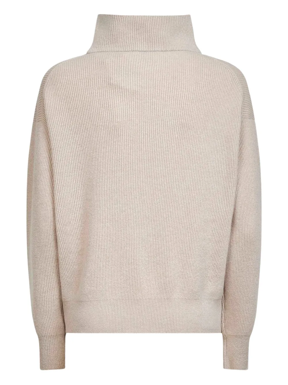 Brunello Cucinelli Ribbed High-neck Sweater In Gray