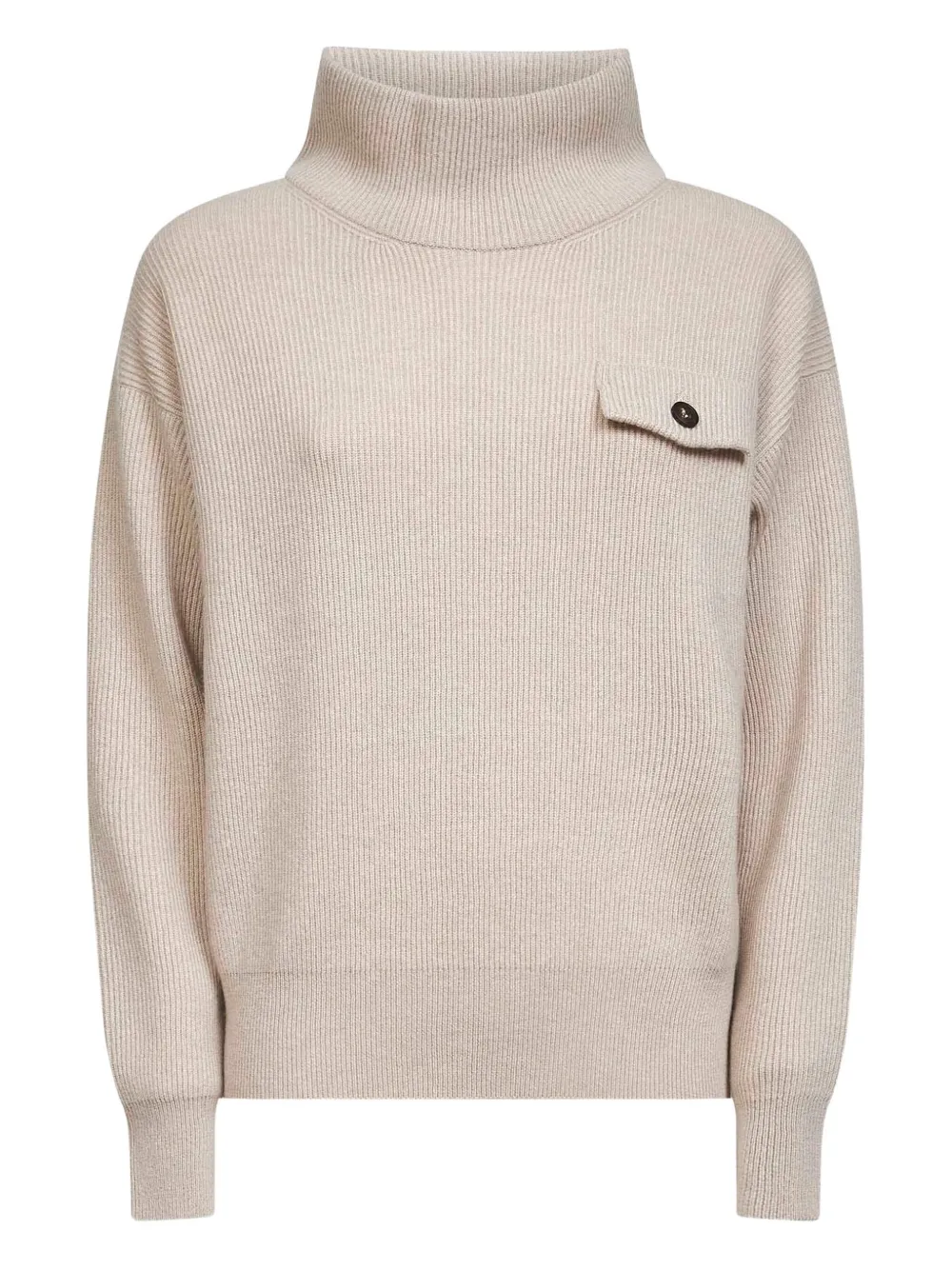 Brunello Cucinelli Ribbed High-neck Sweater In Gray