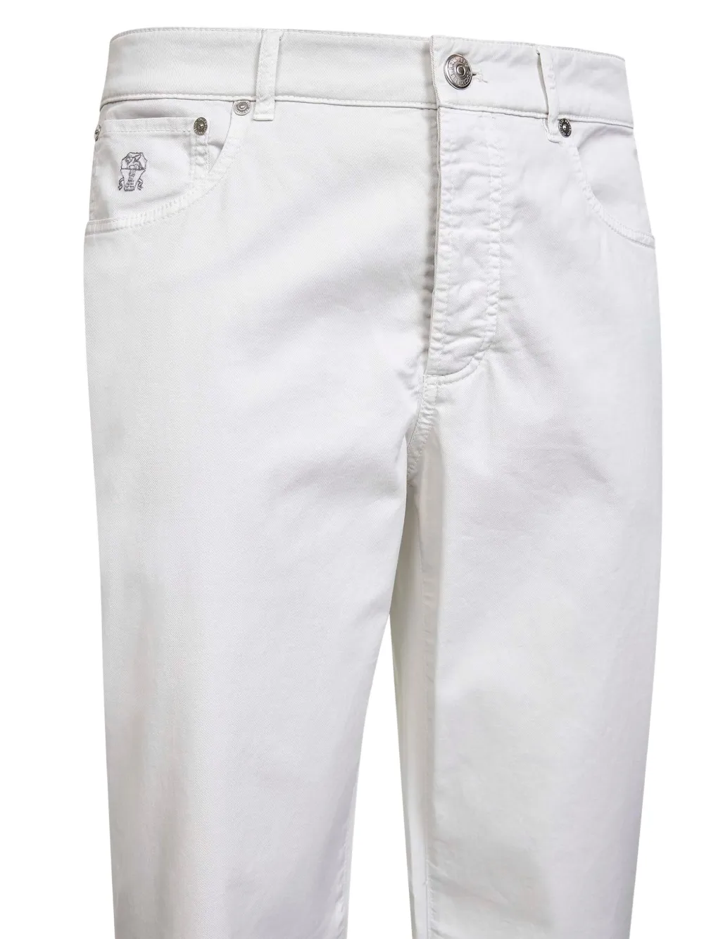 Brunello Cucinelli Broek met vijf zakken en geborduurd detail Wit