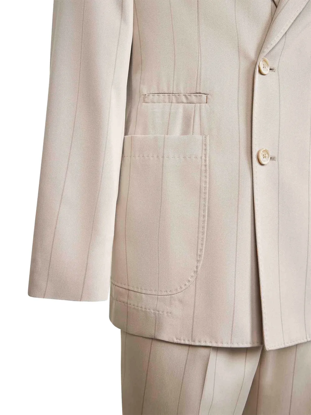 Brunello Cucinelli Gestreept pak met puntige revers Beige