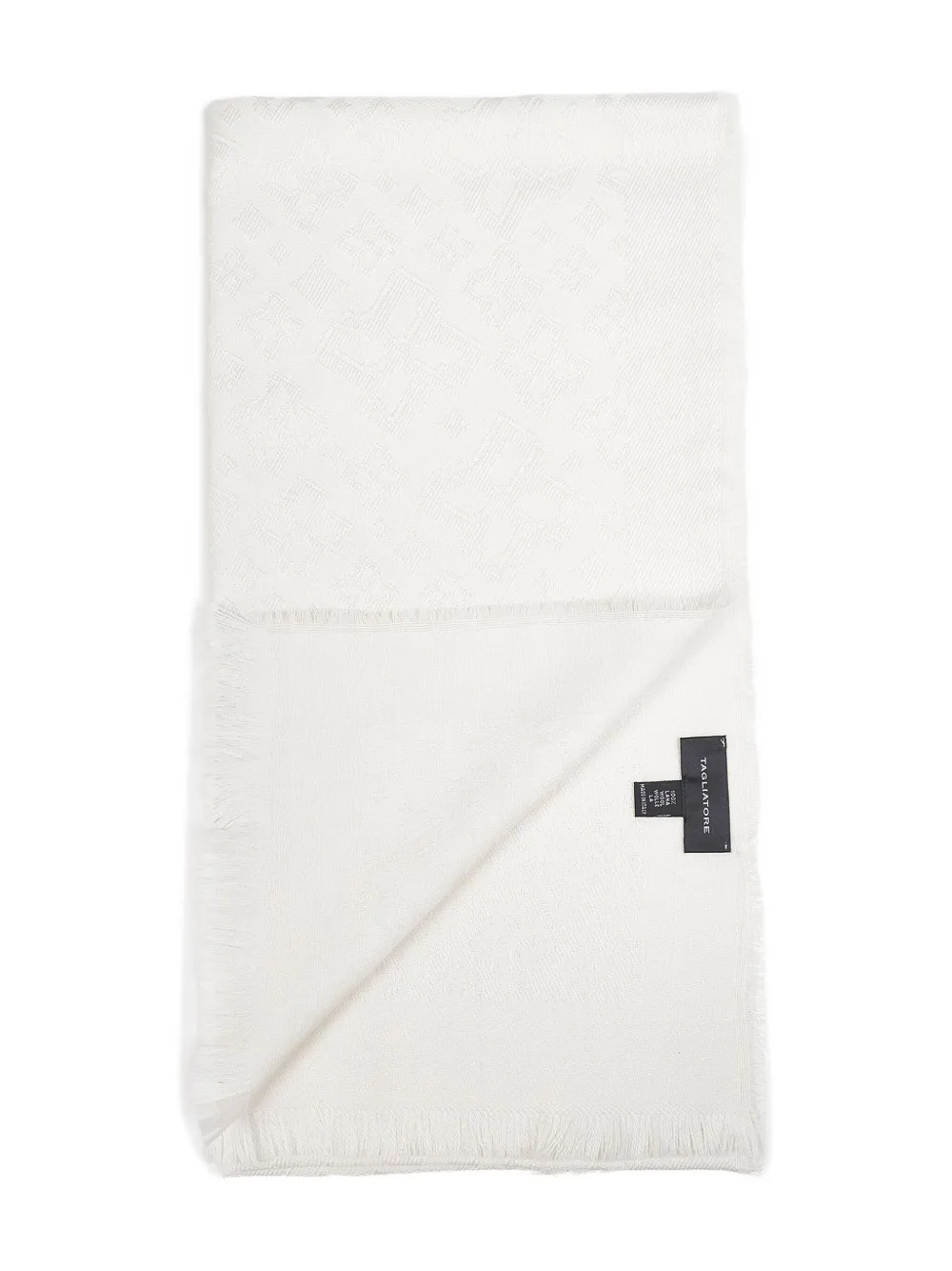 Tagliatore jacquard fringed scarf - Wit
