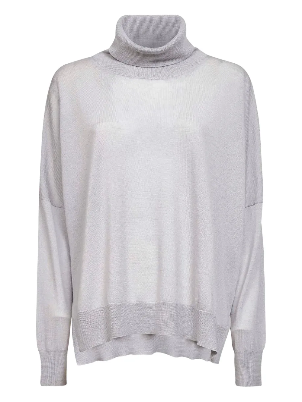 Blanca Vita Grey Virgin Wool Knit Oversized Turtleneck Sweater In Gray