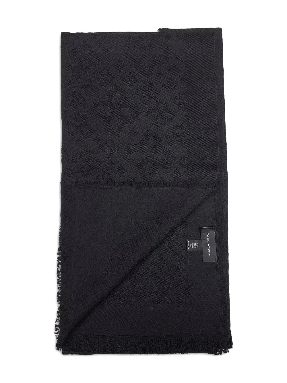 Tagliatore jacquard fringed scarf - Zwart