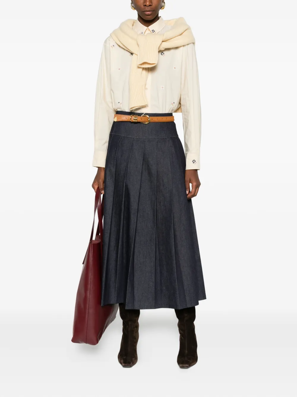 Forte Forte Blouse met geborduurde bloemen - Geel