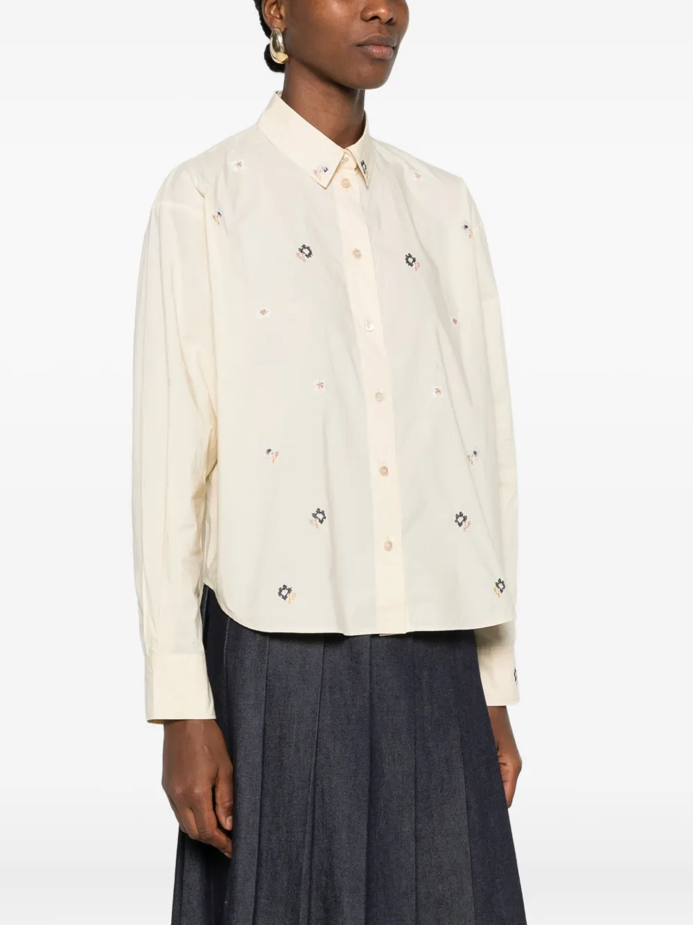 Forte Blouse met geborduurde bloemen Geel