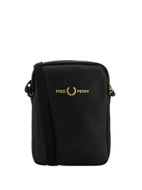 Fred Perry leather logo messenger bag