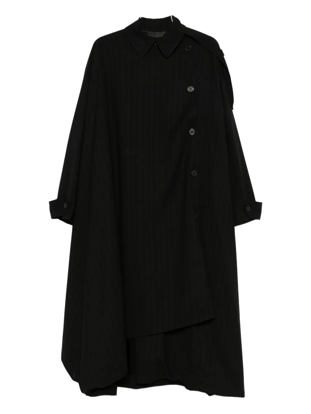 The Nina Studio Pinstripe-pattern Coat In Black