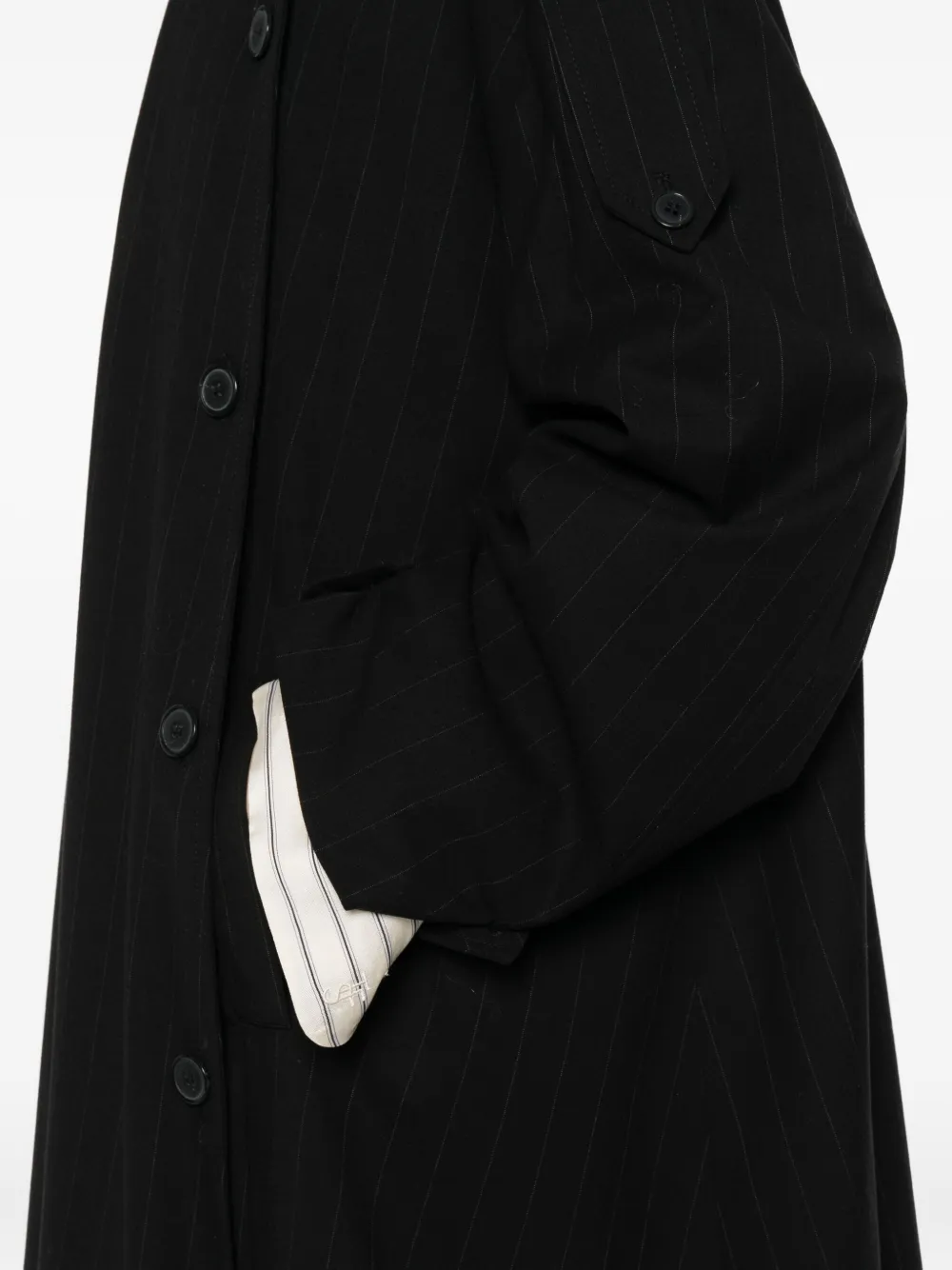 The Nina Studio Pinstripe-pattern Coat In Black