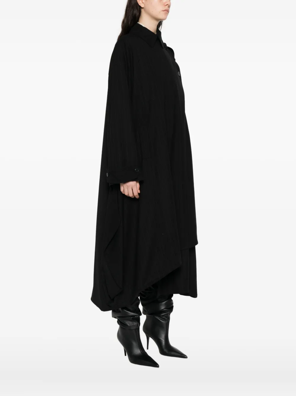 The Nina Studio Pinstripe-pattern Coat In Black