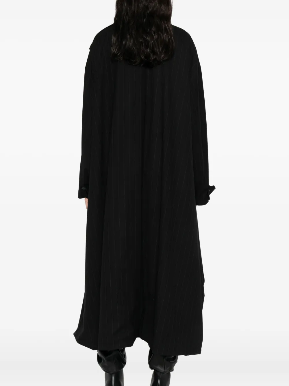 The Nina Studio Pinstripe-pattern Coat In Black