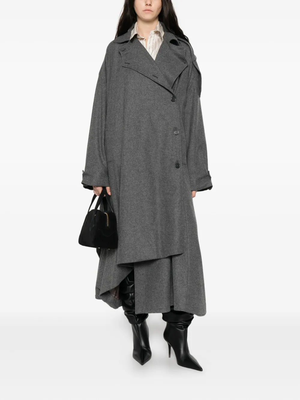 The Nina Studio Asymmetric Coat In Gray