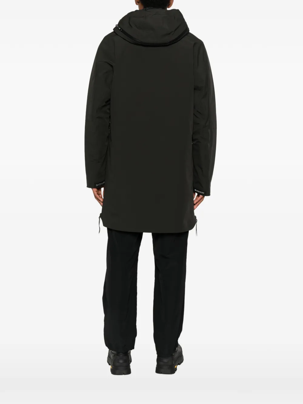 Krakatau Hooded-neck Parka Coat In Black