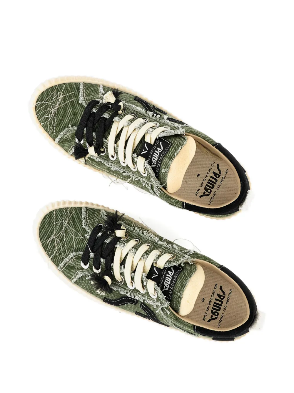  Springa Canvas Frayed-trim Sneakers - Green 