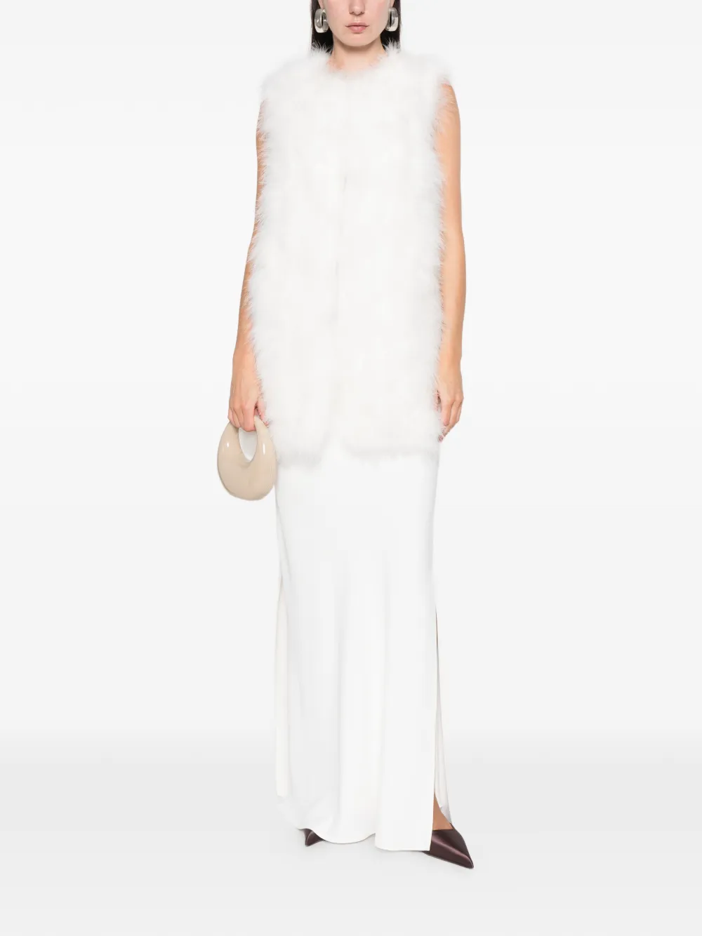 Yves Salomon Feathers Gilet In Gold