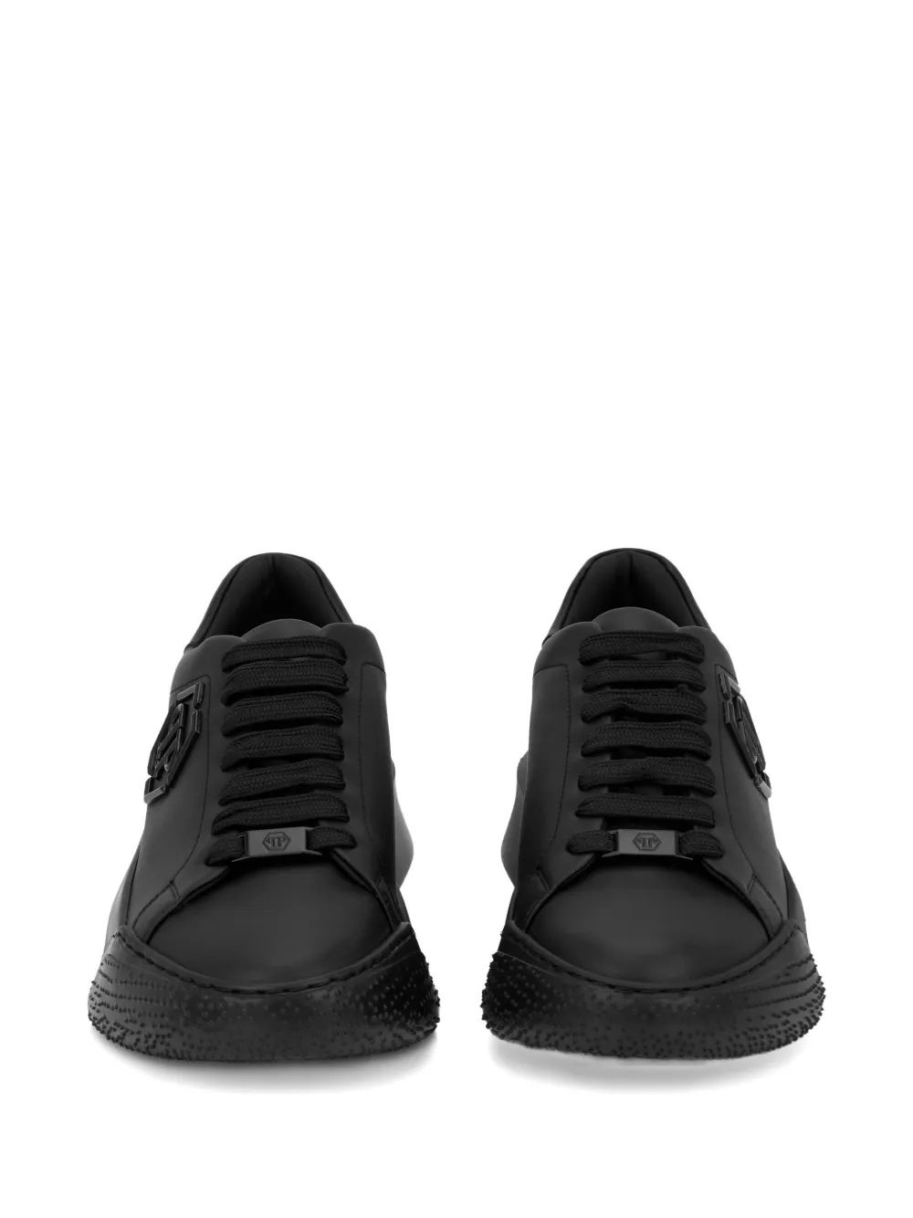Philipp Plein X New Basic Hexagon Leather Trainers In Black