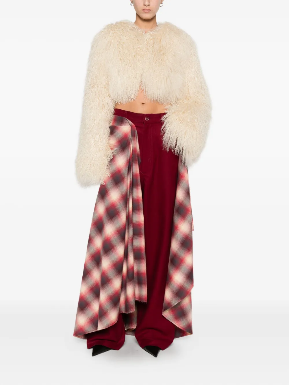 MARBELL plaid layered trousers - Rood