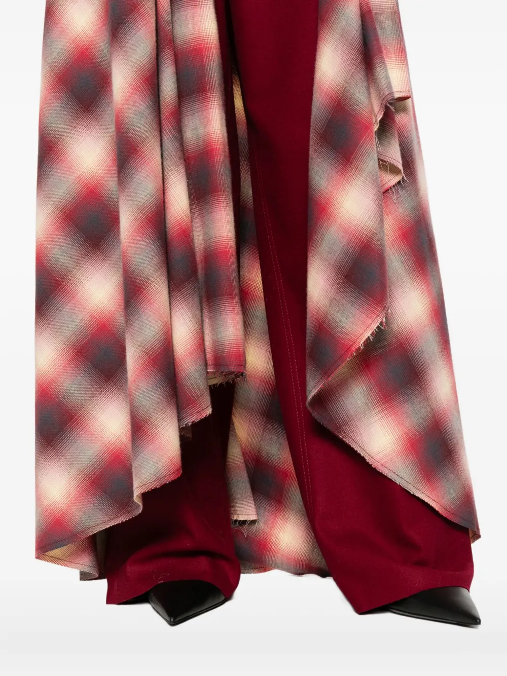 Marbell Plaid Layered Trousers In Red