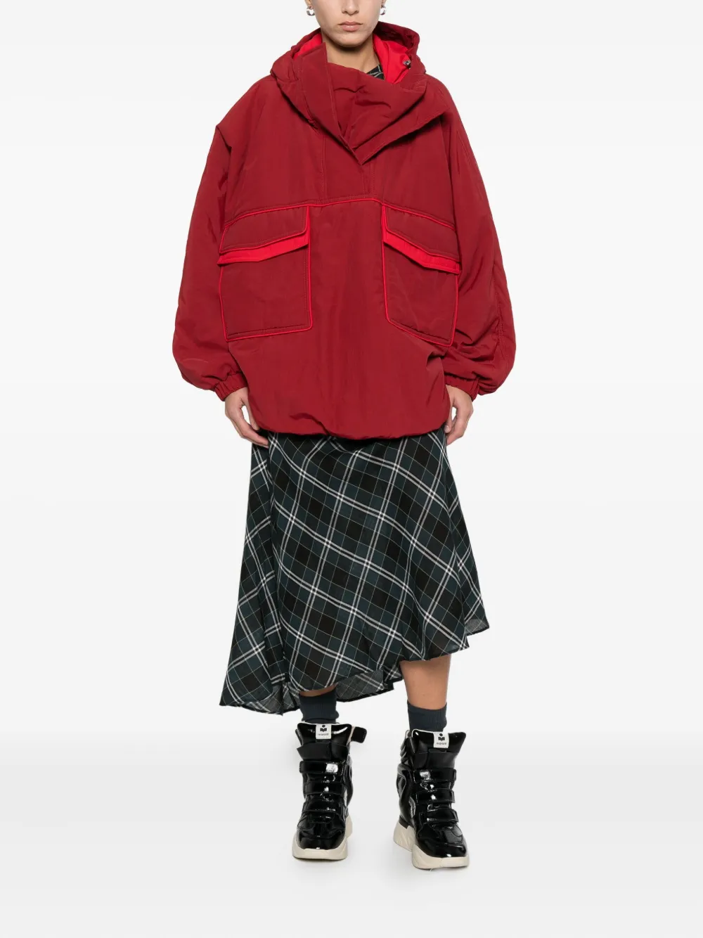 Marbell Zoe Parka Coat In Red