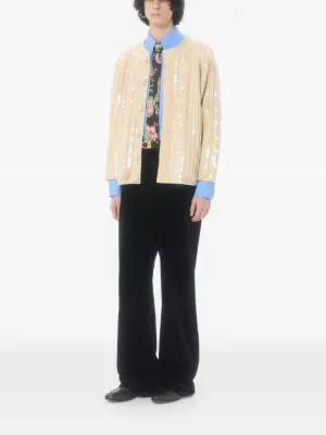 【オープンカーディガン】ValentinoGaravanイタリア製　リブ編　44 Vintage valentino cardigan - Gem