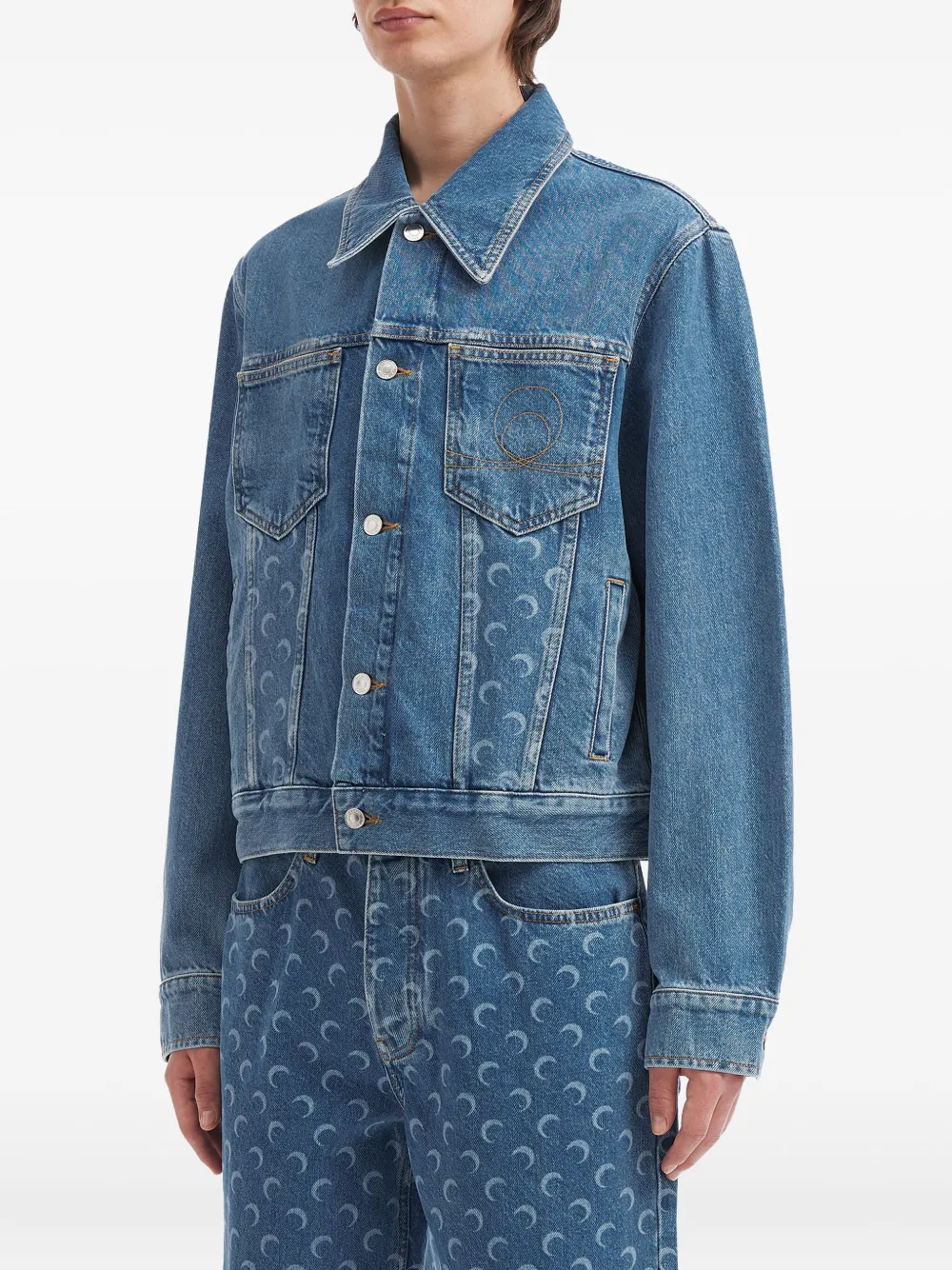 Marine Serre Denim jack Blauw