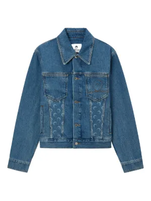 服/ファッション Marine Serre Moon Print Denim Jacket Yellow Green L Marine Serre Moon Print Denim Jacket Yellow Green L