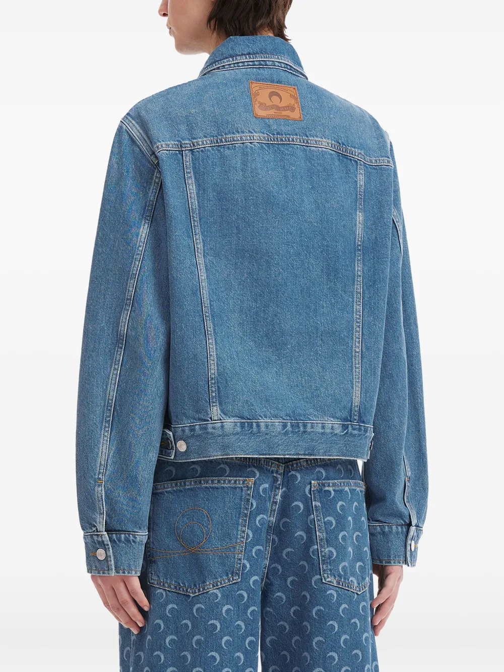 Marine Serre Denim jack Blauw