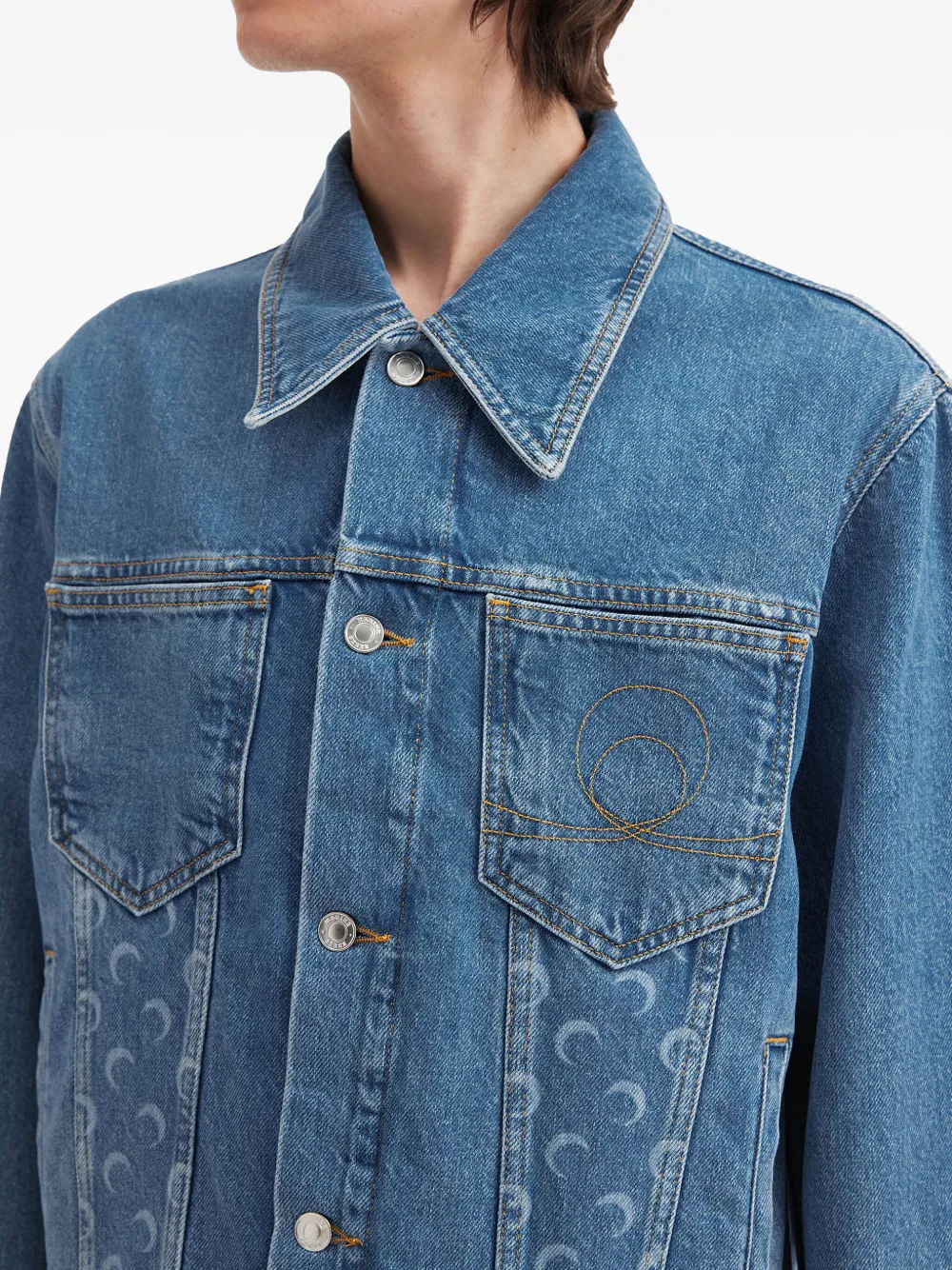 Marine Serre Denim jack Blauw