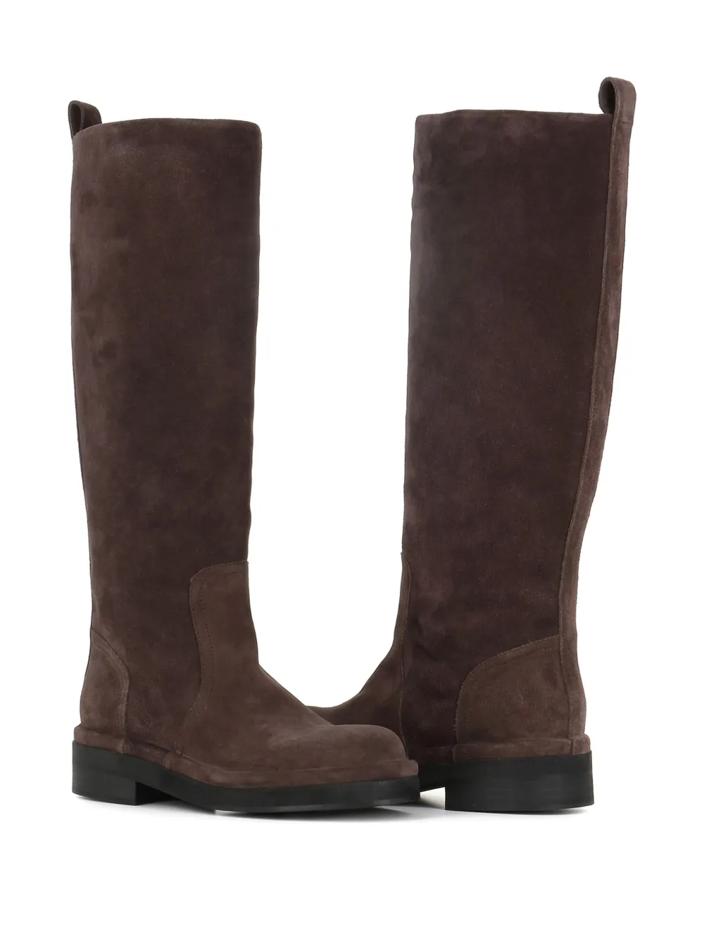 Del Carlo Pull-tab Suede Boots In Brown