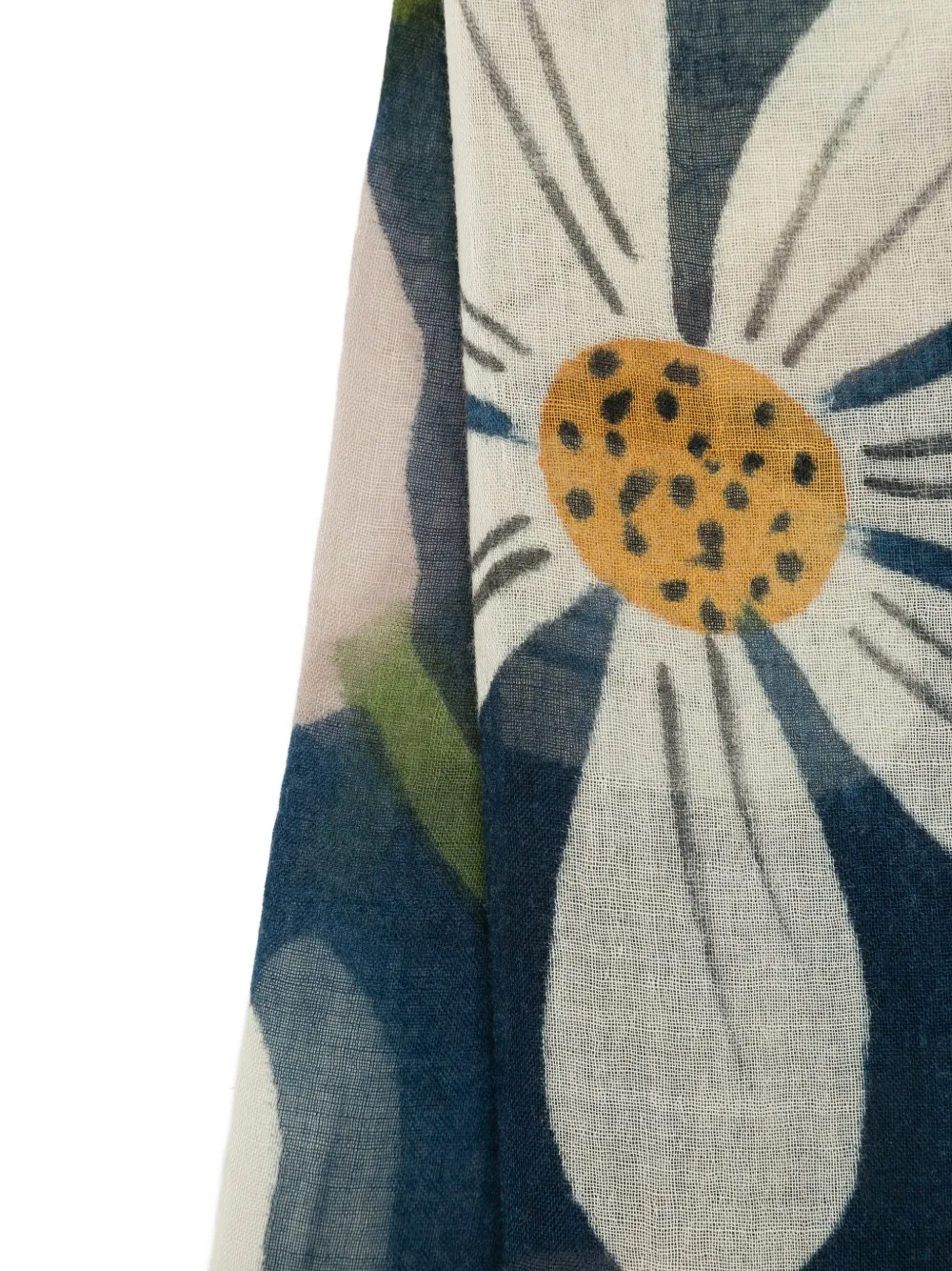 Sgombero Cantine Floral-print Wool Fringed Scarf In Blue