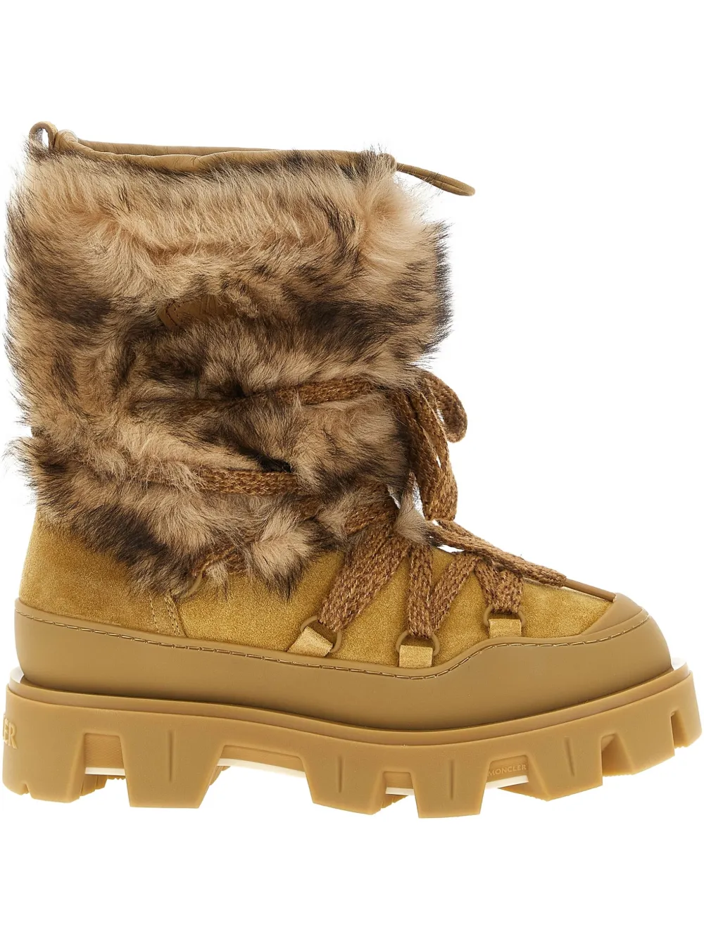 Moncler 45mm Shearling Lace-up Ankle Boots In Brown