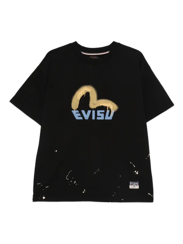 EVISU ブラック Tシャツ グラフィックプリント EVISU プリント Tシャツ | ブラック | FARFETCH JP
