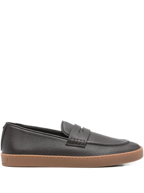Canali textured strap leather loafers