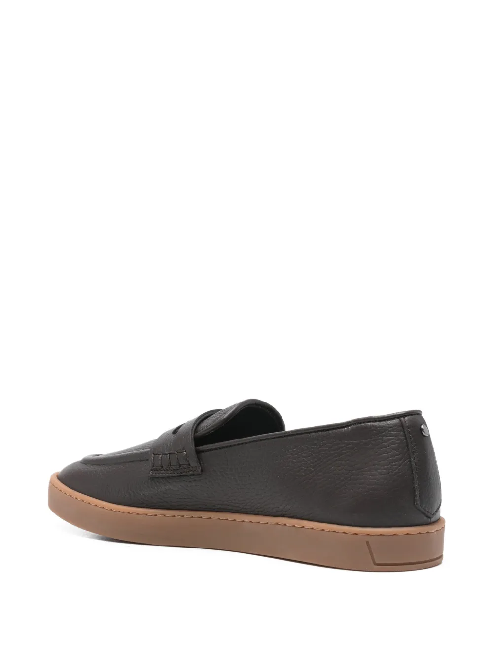 Canali Leren loafers met bandje en textuur Bruin