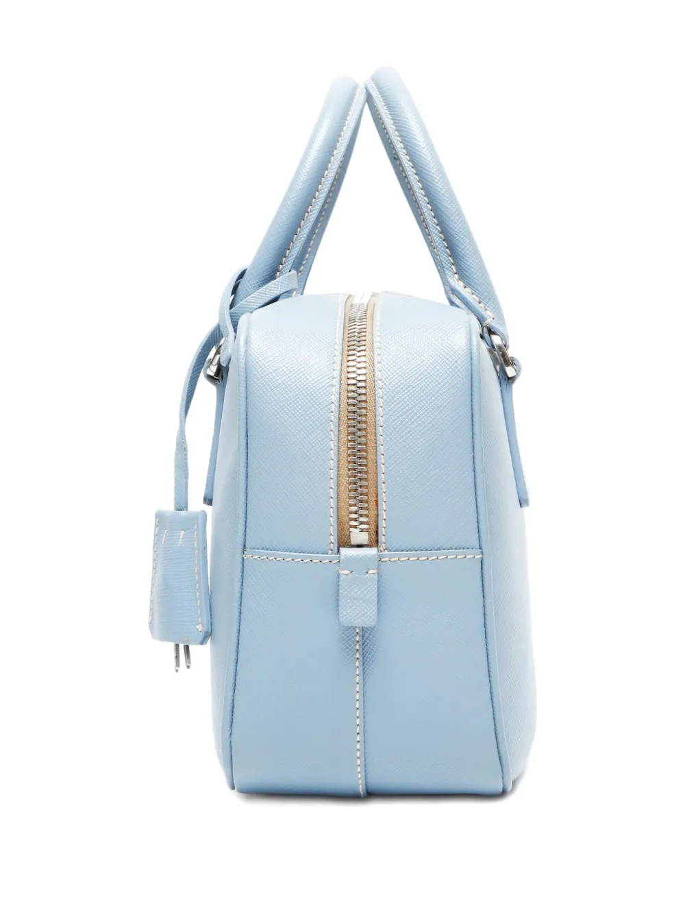 Pre-owned Prada 2000-2017 Logo-plaque Boston Bag In Blue