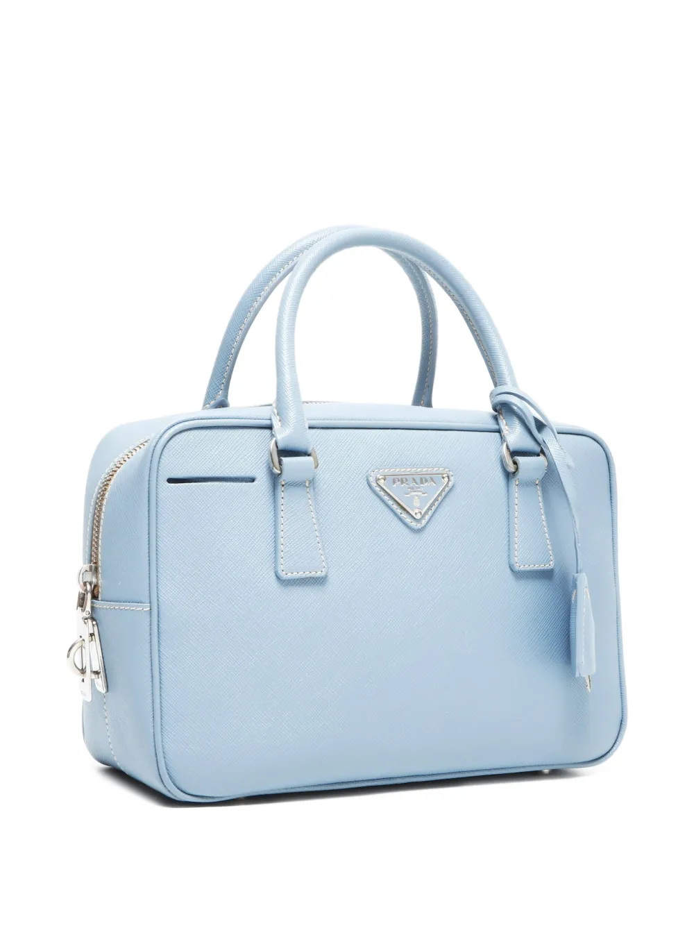 Pre-owned Prada 2000-2017 Logo-plaque Boston Bag In Blue