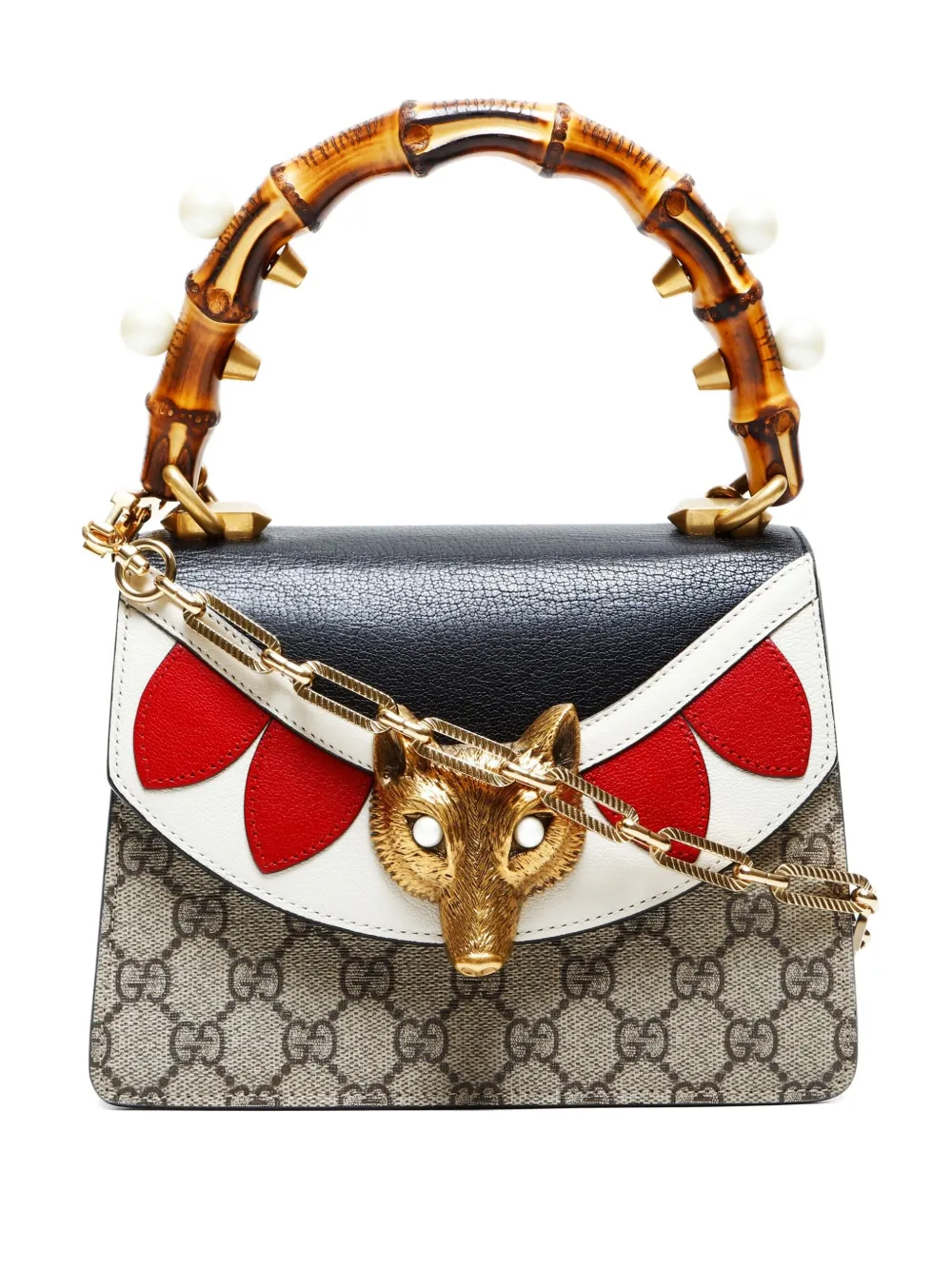 Pre-owned Gucci 2016-2025 Linea E Small Fox Top-handle Satchel Bag In Neutral