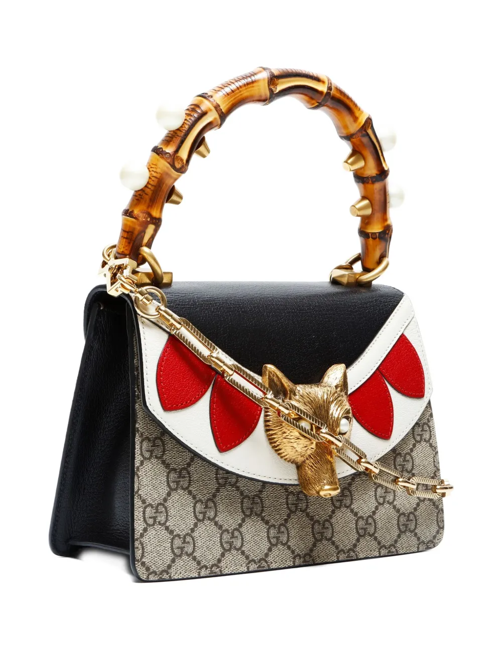 Pre-owned Gucci 2016-2025 Linea E Small Fox Top-handle Satchel Bag In Neutral
