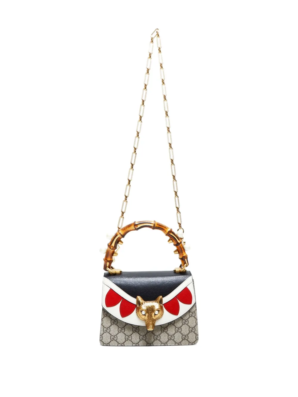 Pre-owned Gucci 2016-2025 Linea E Small Fox Top-handle Satchel Bag In Neutral