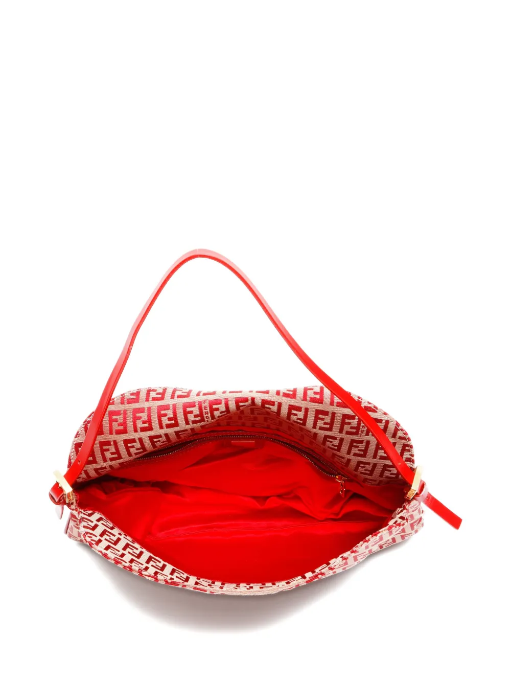 Pre-owned Fendi 2000-2015 Zucchino Mamma Baguette Shoulder Bag In Red