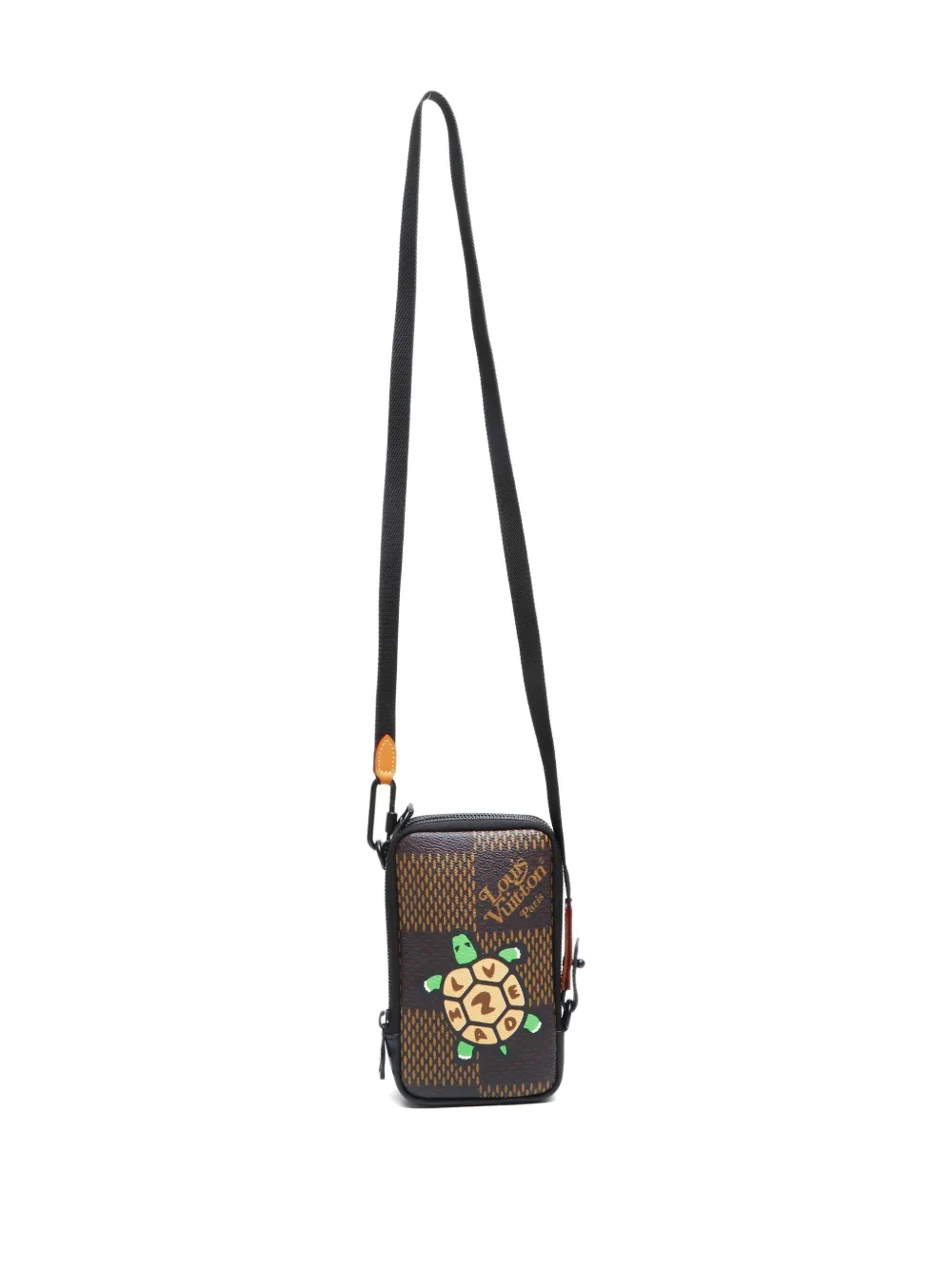 Pre-owned Louis Vuitton X Nigo 2021-2025 Damier Giant Double Phone Pouch In Brown