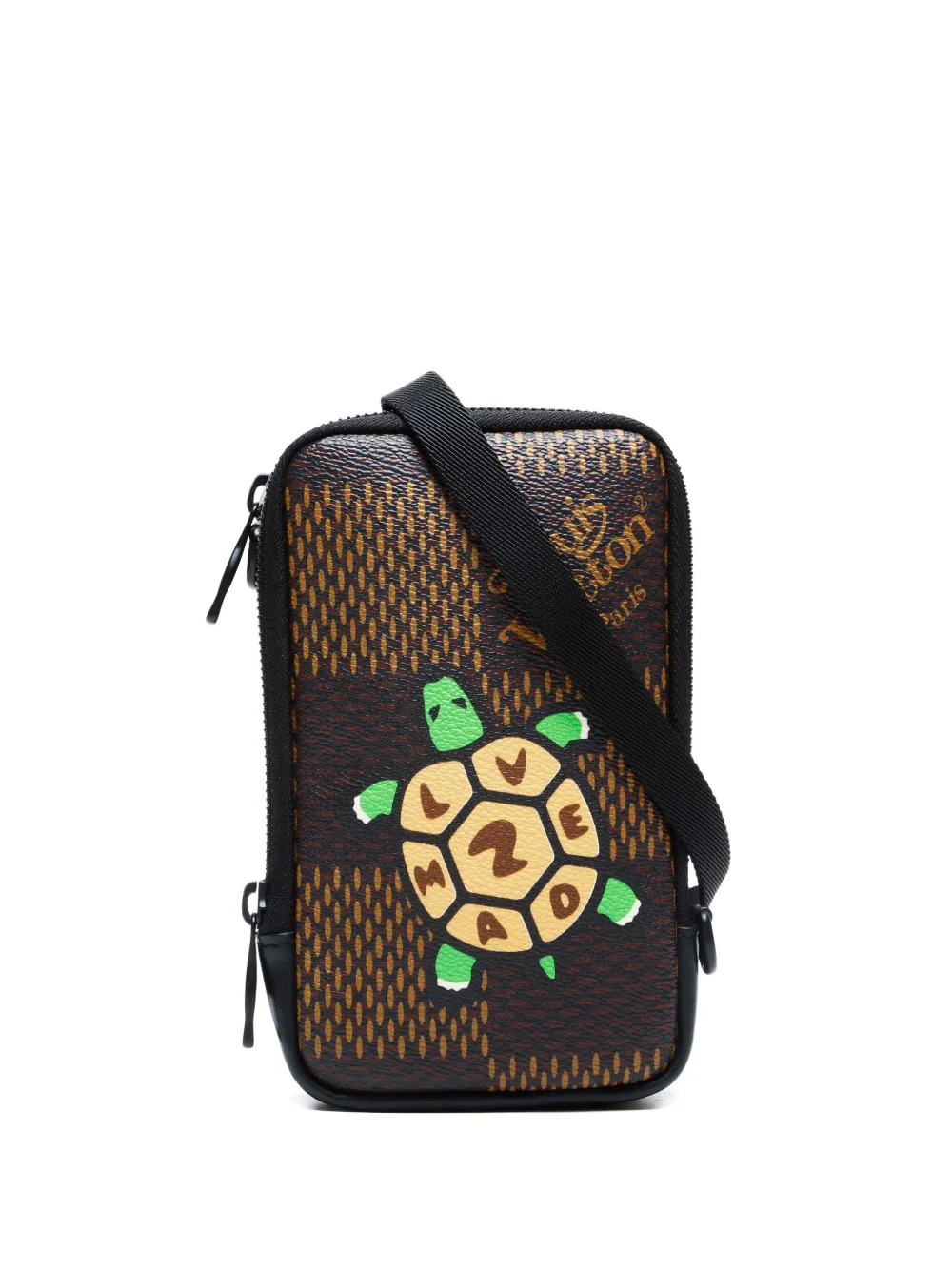 Pre-owned Louis Vuitton X Nigo 2021-2025 Damier Giant Double Phone Pouch In Brown