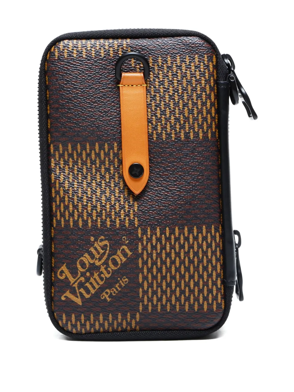 Pre-owned Louis Vuitton X Nigo 2021-2025 Damier Giant Double Phone Pouch In Brown
