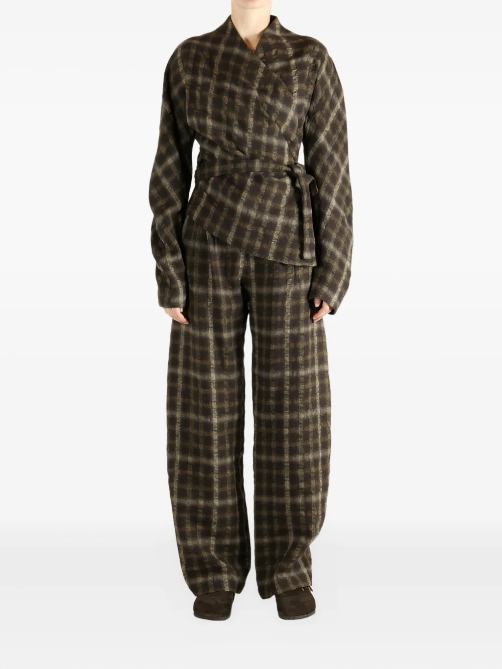 Cortana Checks Tie Jacket In Brown