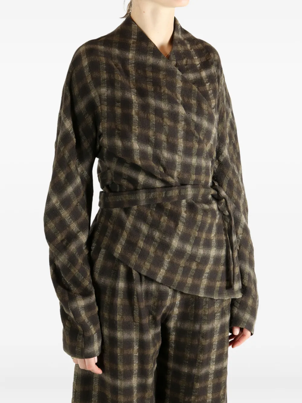 Cortana Checks Tie Jacket In Brown