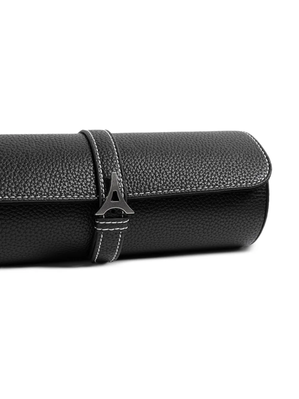 Fred Pebbled Faux-Leather Black Watch Box