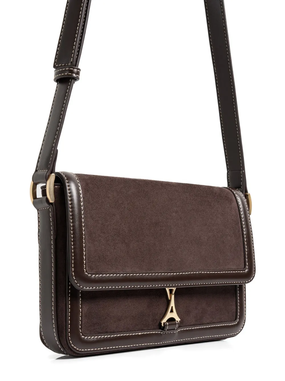 Manière De Voir Misha textured logo-Eiffel crossbody bag - Bruin